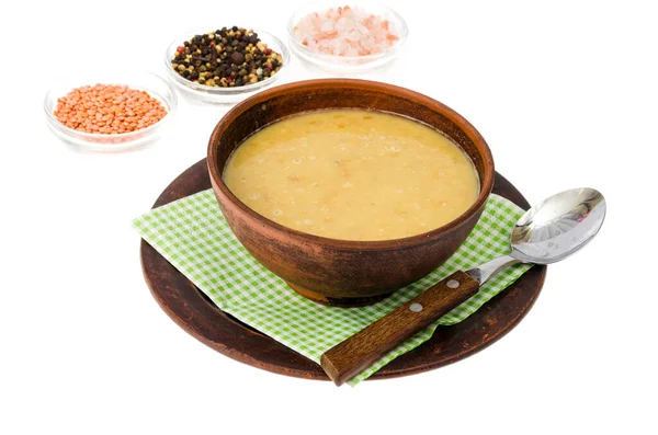 Sopa Creme Quente Cereais Diferentes Foto Estúdio — Fotografia de Stock