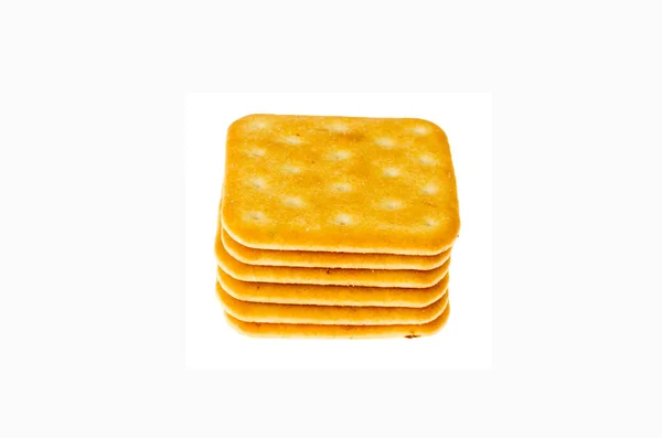 Heerlijke Gouden Zout Cracker Koekjes Geïsoleerd Witte Achtergrond Foto Van — Stockfoto