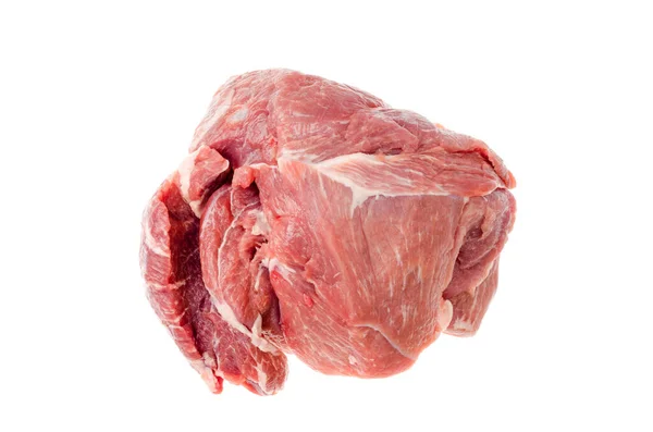 Pedaço Carne Fresca Crua Porco Isolada Sobre Fundo Branco Foto — Fotografia de Stock