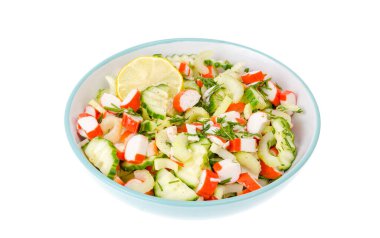 Vejetaryen salatalık, kereviz ve surimi aperatifi. Stüdyo Fotoğrafı