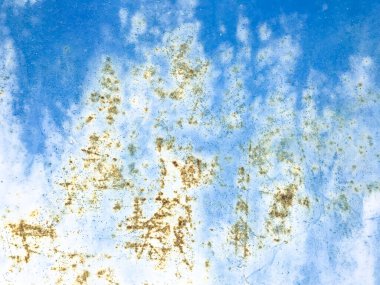 Eski bir mavi metal yüzey üzerindeki pas lekeleri. Stüdyo Fotoğrafı