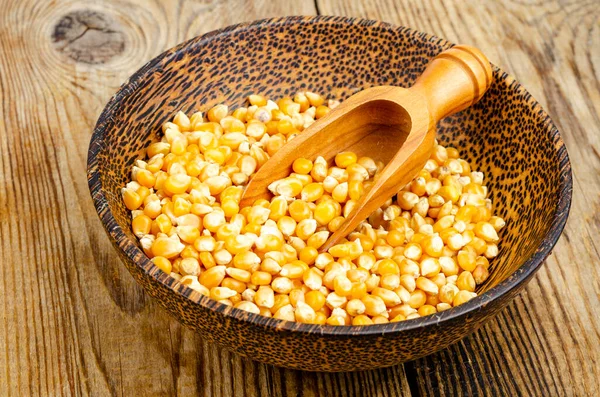 Dry Corn Grains Bowl Making Popcorn Studio Photo — Stock Photo, Image