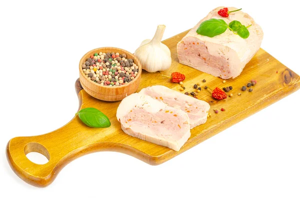 Rollo Casero Carne Filete Pollo Con Verduras Especias Estudio Foto — Foto de Stock