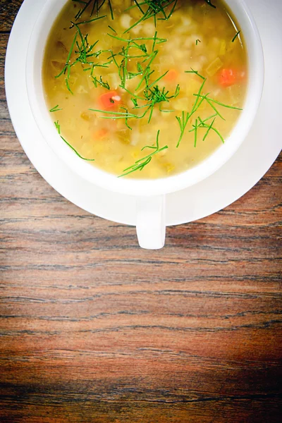 Vegetable Soup in a White Plate — Stock Photo, Image