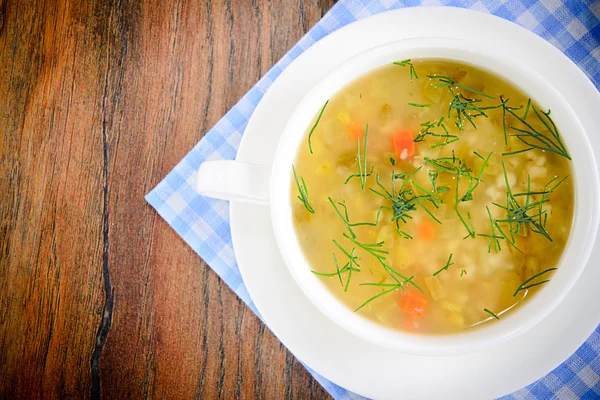 Vegetable Soup in a White Plate — Stock Photo, Image