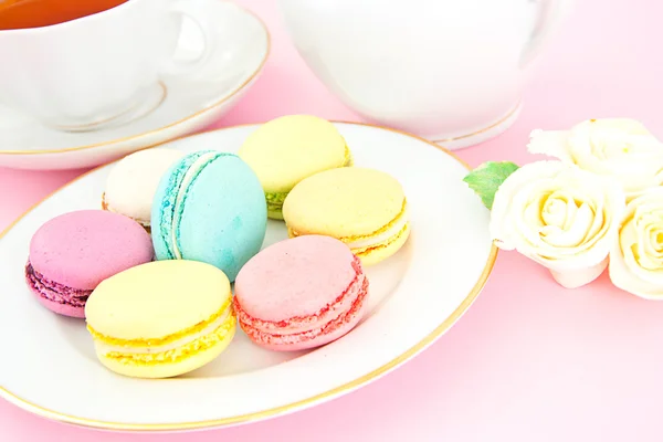 甜和色彩缤纷的法国蛋白杏仁饼干 — 图库照片