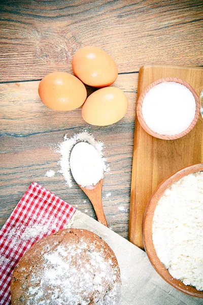 Bread, Flour, Egg, Water. Baking — Stock Photo, Image