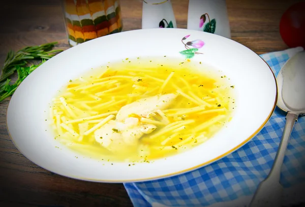 Dietary Chicken Broth Soup with Parsley. — Stock Photo, Image