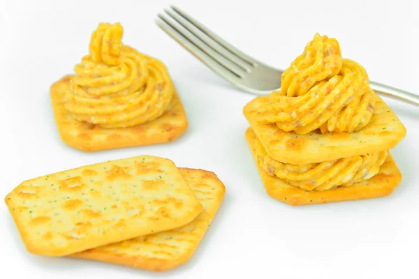 Forshmak: Arenque com manteiga, cenouras e bolachas . — Fotografia de Stock