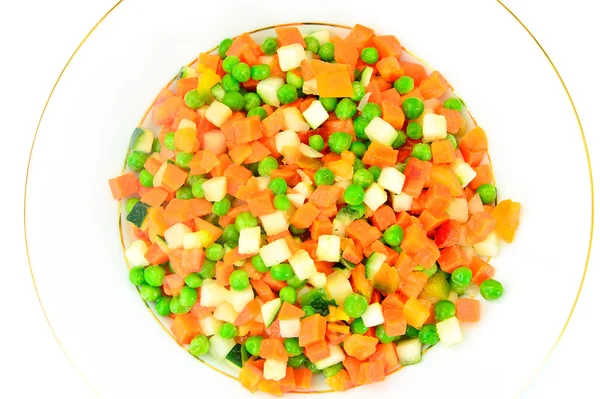 Сочное овощное рагу. Паприка, Горох, Морковь. Диетическая еда . — стоковое фото