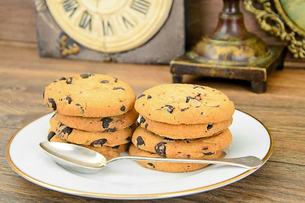 Chocolate Christmas Cookies on White Plate — Stock Photo, Image