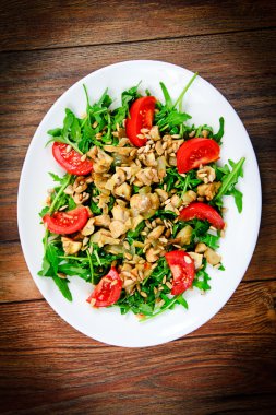 Salata domates, mantar, roka ve ayçiçeği tohumu