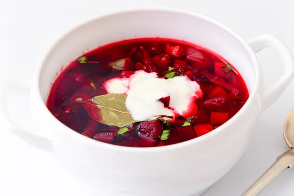 Comida Saludable: Sopa con Remolacha, Judías Verdes y Verduras . — Foto de Stock