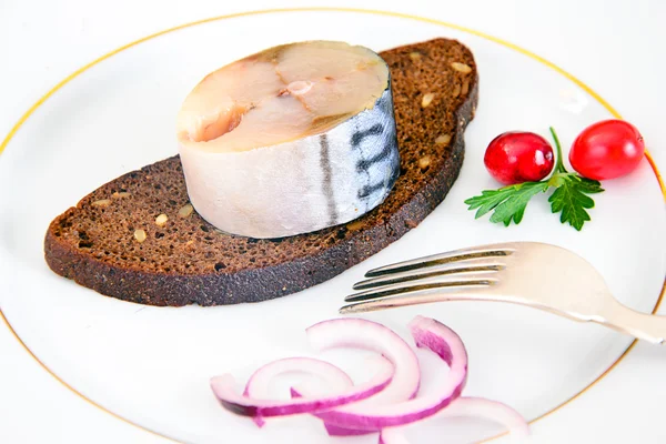 Salzmarinierte Makrele mit Preiselbeeren und Gewürzen — Stockfoto