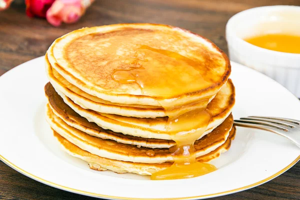 Tasty Pancakes Stack with Honey — Stok Foto