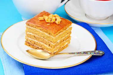 Lezzetli tatlım pasta çikolata ile dekore edilmiş