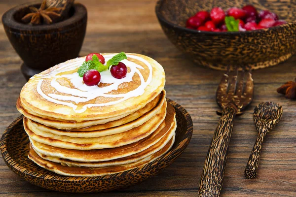 Deliciosos Panqueques con Pila de Arándano — Foto de Stock