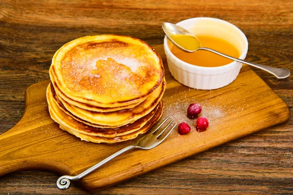 Tasty Pancakes with Cranberry Stack — Stock Photo, Image