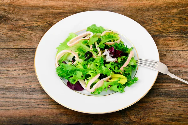 Salada Mix Batavian, Frise, Radicchio, Chicory, Lulas — Fotografia de Stock