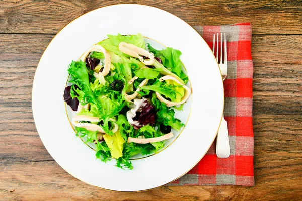 Salad Mix Batavian, Frise, Radicchio, Chicory, Squid — Stock Photo, Image