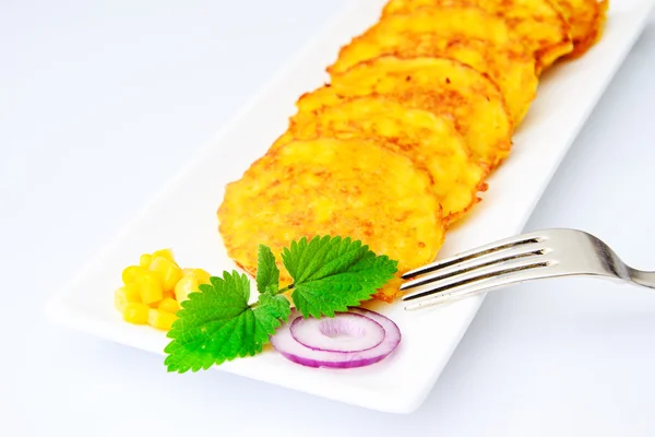 Healthy and Diet Food: Corn Fritters with Corn — Stock Photo, Image