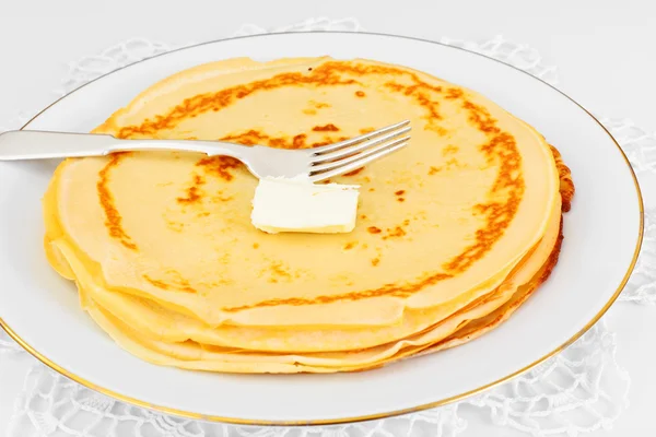 Tasty Pancakes Stack with Butter — Stock Photo, Image