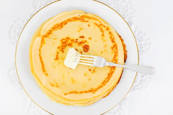 Tasty Pancakes Stack with Butter — Stock Photo, Image