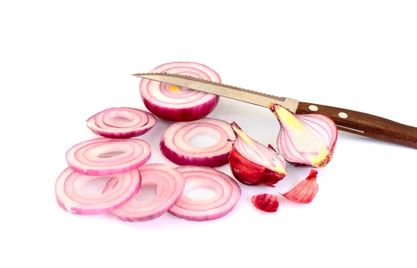 Red Onion Slice Isolated on White Background. — Stock Photo, Image