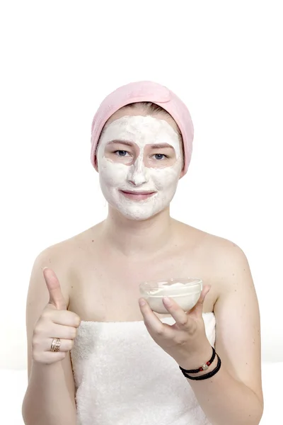 Menina com máscara cosmética — Fotografia de Stock