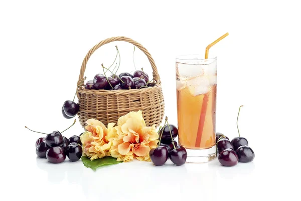 Basket with cherries — Stock Photo, Image