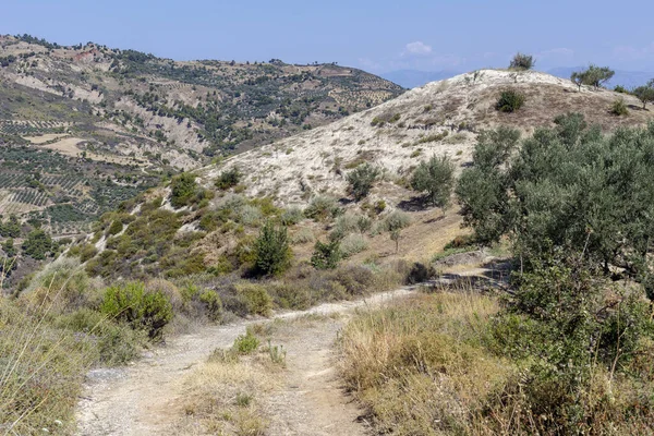 Mountains Farmland Footpath Summer Sunny Day Achaea Greece Peloponnese — Stock Photo, Image