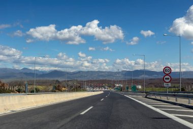 03/11/2020. Greece, Peloponnese. The view of Tripolis-Sparti national road on a sunny spring morning.