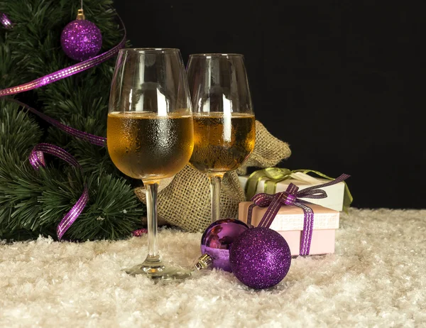 Nowego roku szampanem okulary — Zdjęcie stockowe