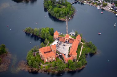 Aerial view of old castle. Trakai, Lithuania. clipart