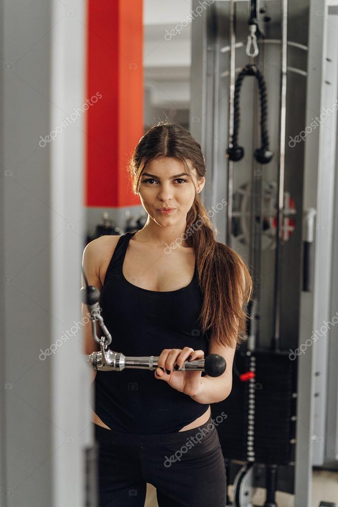 Brunette gym shared pigtails