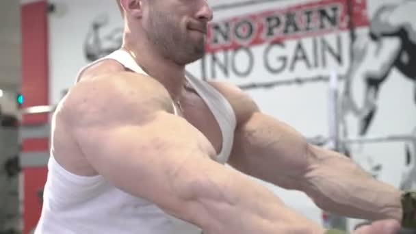 锻炼手臂和身体，被世界冠军的演示 — 图库视频影像