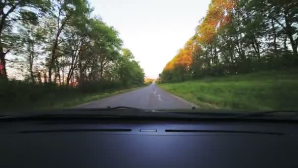 Auto punto di vista di guida proprio sulla strada., Vicolo. Guarda attraverso il parabrezza — Video Stock