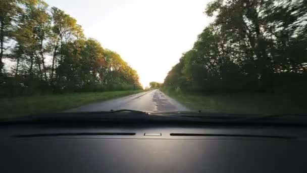 Fordonet point-of-view körning på road., alley. Titta igenom vindrutan — Stockvideo