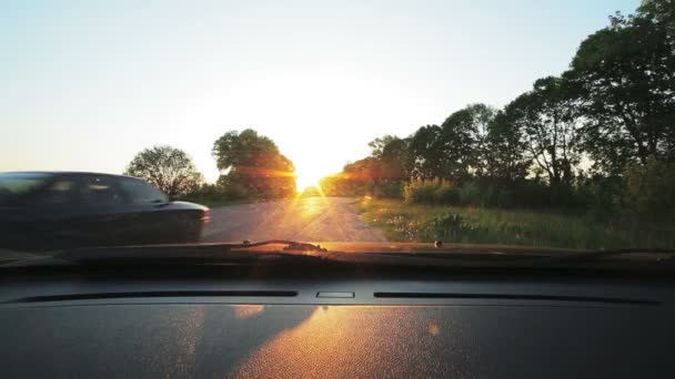 Point de vue, voitures sur la route. Regardez à travers le pare-brise de voiture — Video