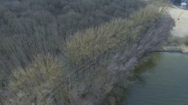 Bela vista do lago e da floresta de primavera de ar — Vídeo de Stock