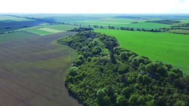 Ağaçlar alanları ile şaşırtıcı kayaçların havadan görünümü