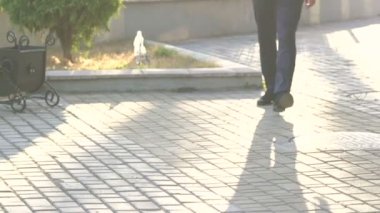 takım elbise ve güneş gözlüğü konuşan adam. Yavaş yavaş