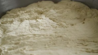 Ekmek pişirmeden önce buğday unundan yapılan hamur mayasına yakından bakılır.