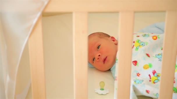 Bellissimo bambino in un passeggino — Video Stock