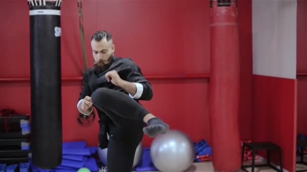 Deadly kicks in training with kuhf Fu — Stock Video