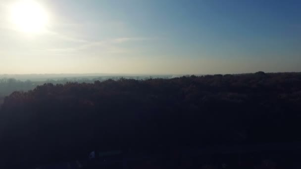 Luchtfoto van de herfst bos en de hemel — Stockvideo