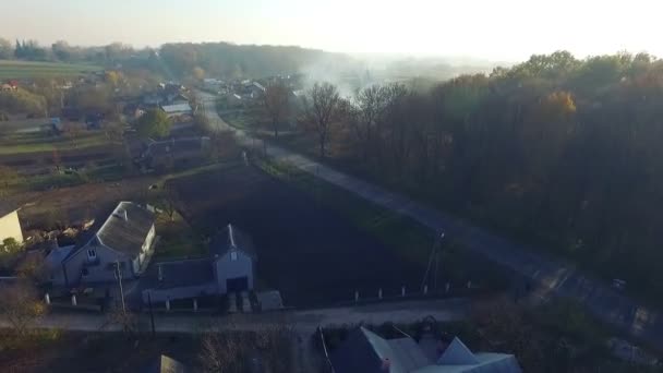 Aerial view of the Ukrainian picturesque villages — Stock Video