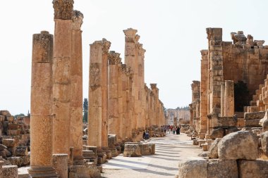  Tarihi Harabelerdeki Antik Roma Sütunlarıyla Sıralanmış Yol