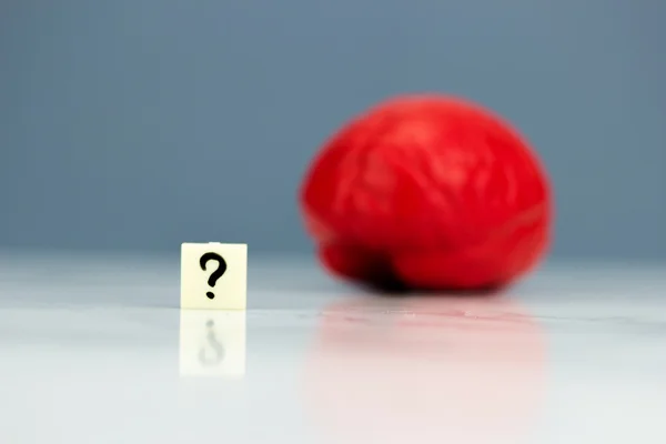 Red brain with question mark — Stock Photo, Image
