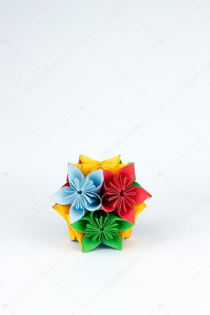 Origami Blumen Auf Weißem Hintergrund Stockfoto